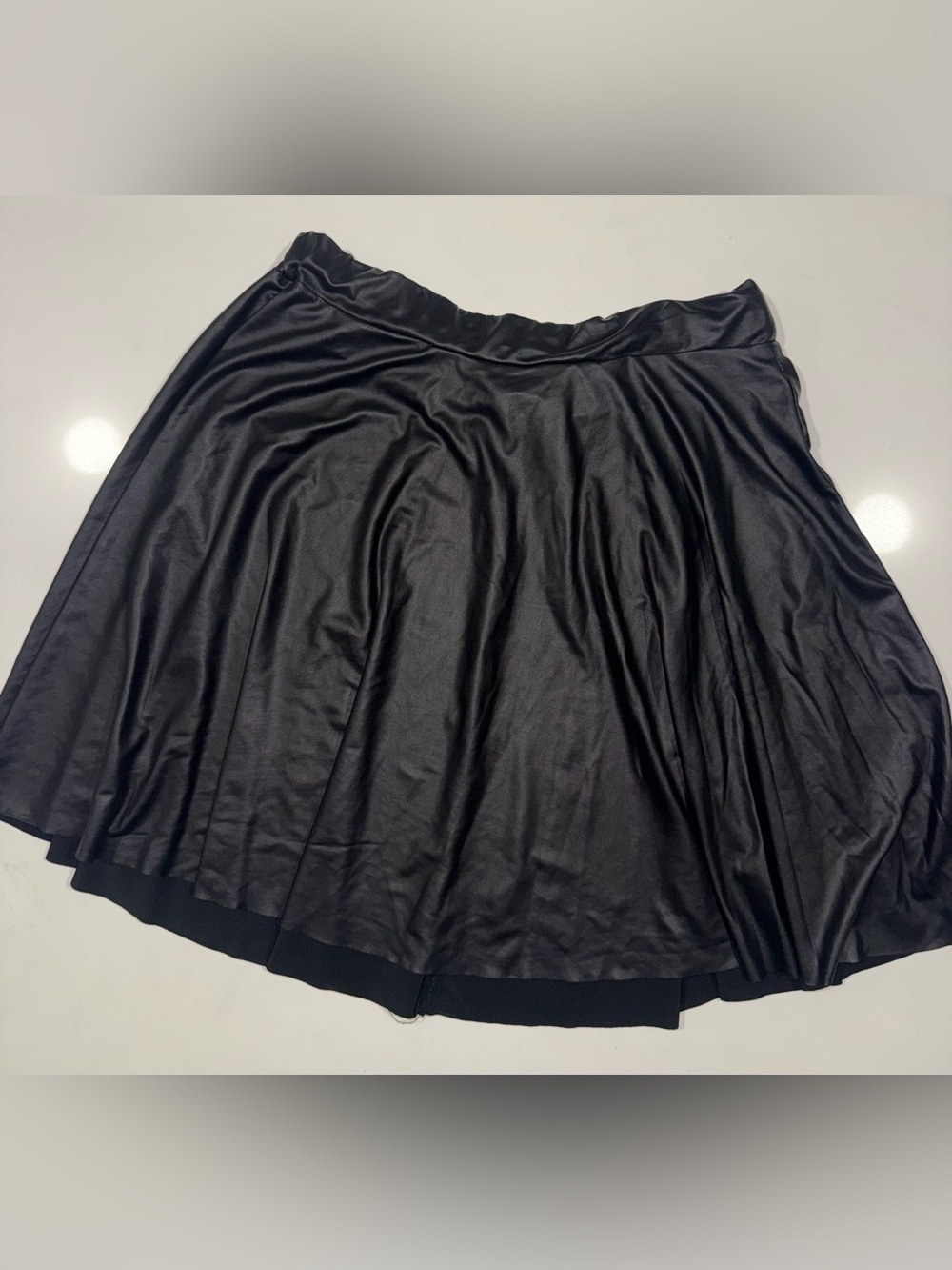 NY invasion Black Faux Leather A-Line Skirt